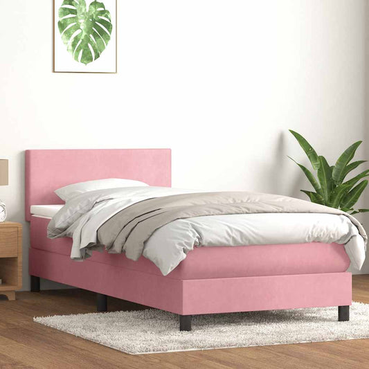 Giroletto a Molle con Materasso Rosa 80x220 cm Velluto | homemem39