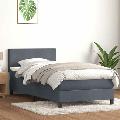 Giroletto a Molle con Materasso Grigio Scuro 90x220 cm Velluto | homemem39