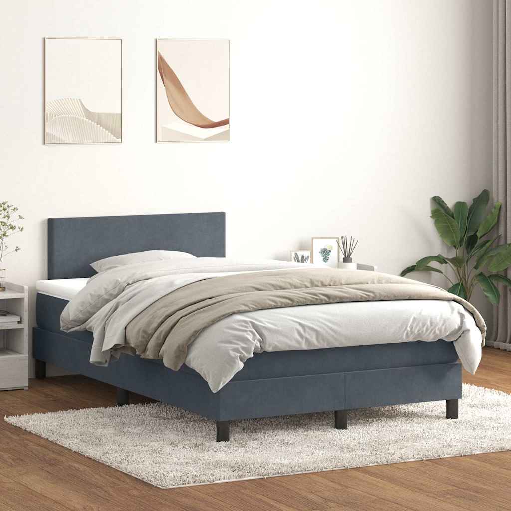 Giroletto a Molle con Materasso Grigio Scuro 120x220 cm Velluto | homemem39
