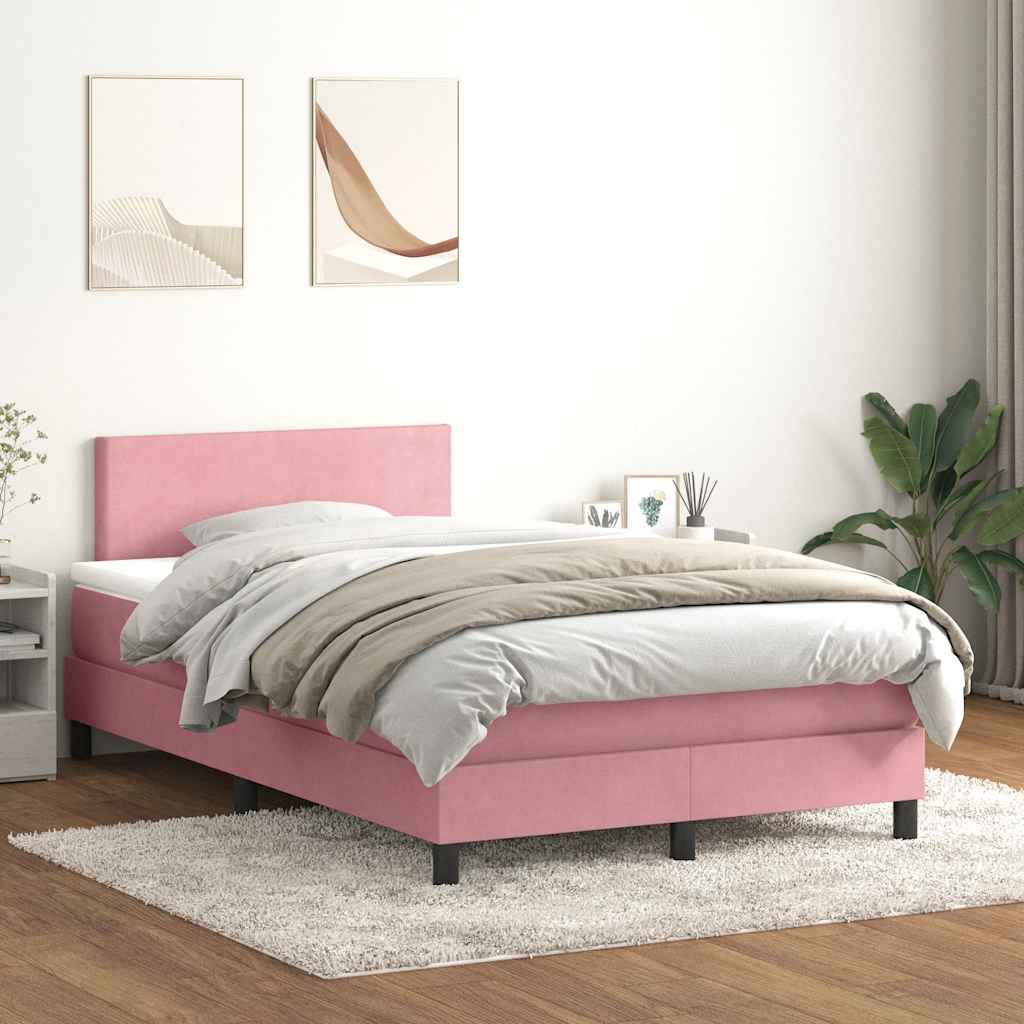Giroletto a Molle con Materasso Rosa 120x220 cm in Velluto | homemem39