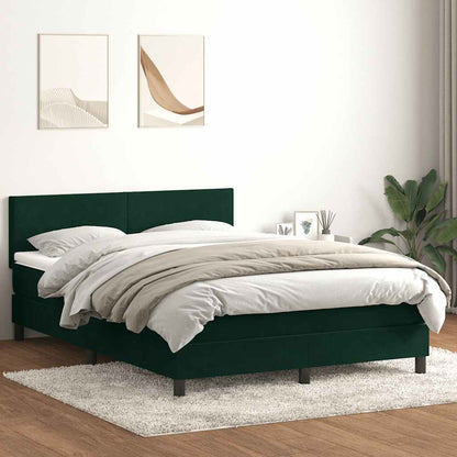 Giroletto a Molle con Materasso Verde Scuro 160x220 cm Velluto | homemem39