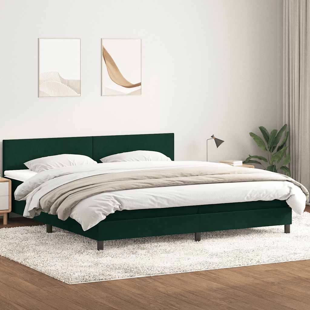 Giroletto a Molle con Materasso Verde Scuro 180x220 cm Velluto | homemem39
