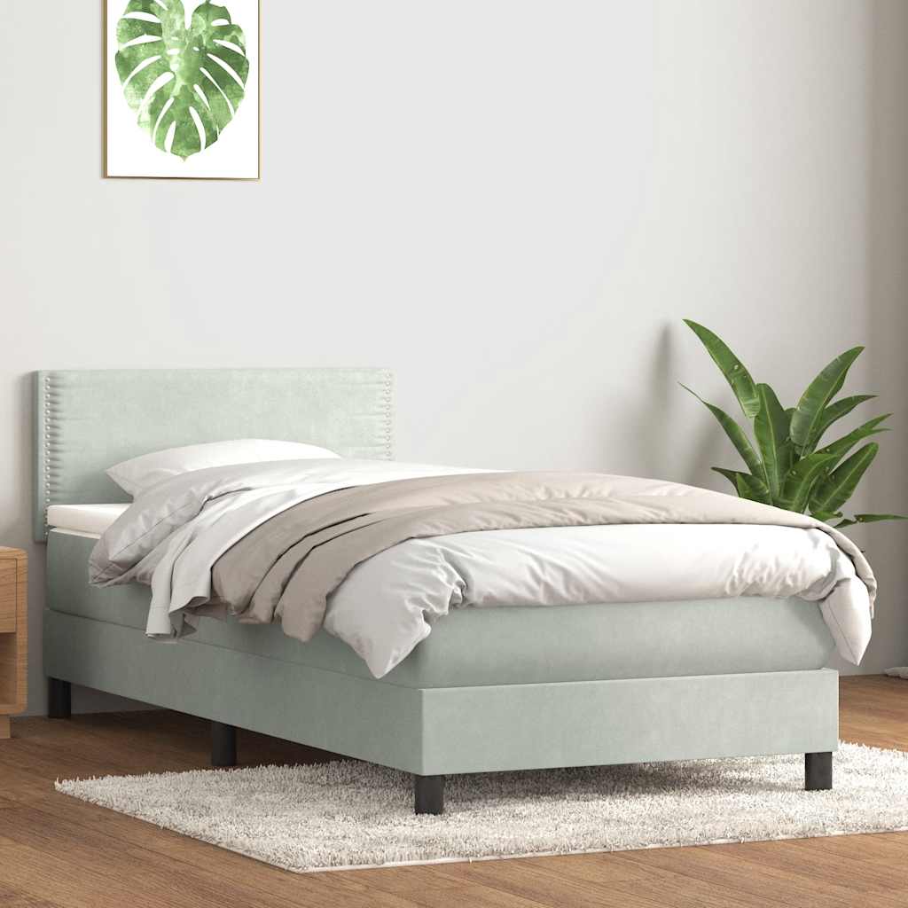 Giroletto a Molle con Materasso grigio chiaro 90x210 cm Velluto | homemem39