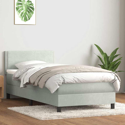 Giroletto a Molle con Materasso grigio chiaro 90x210 cm Velluto | homemem39