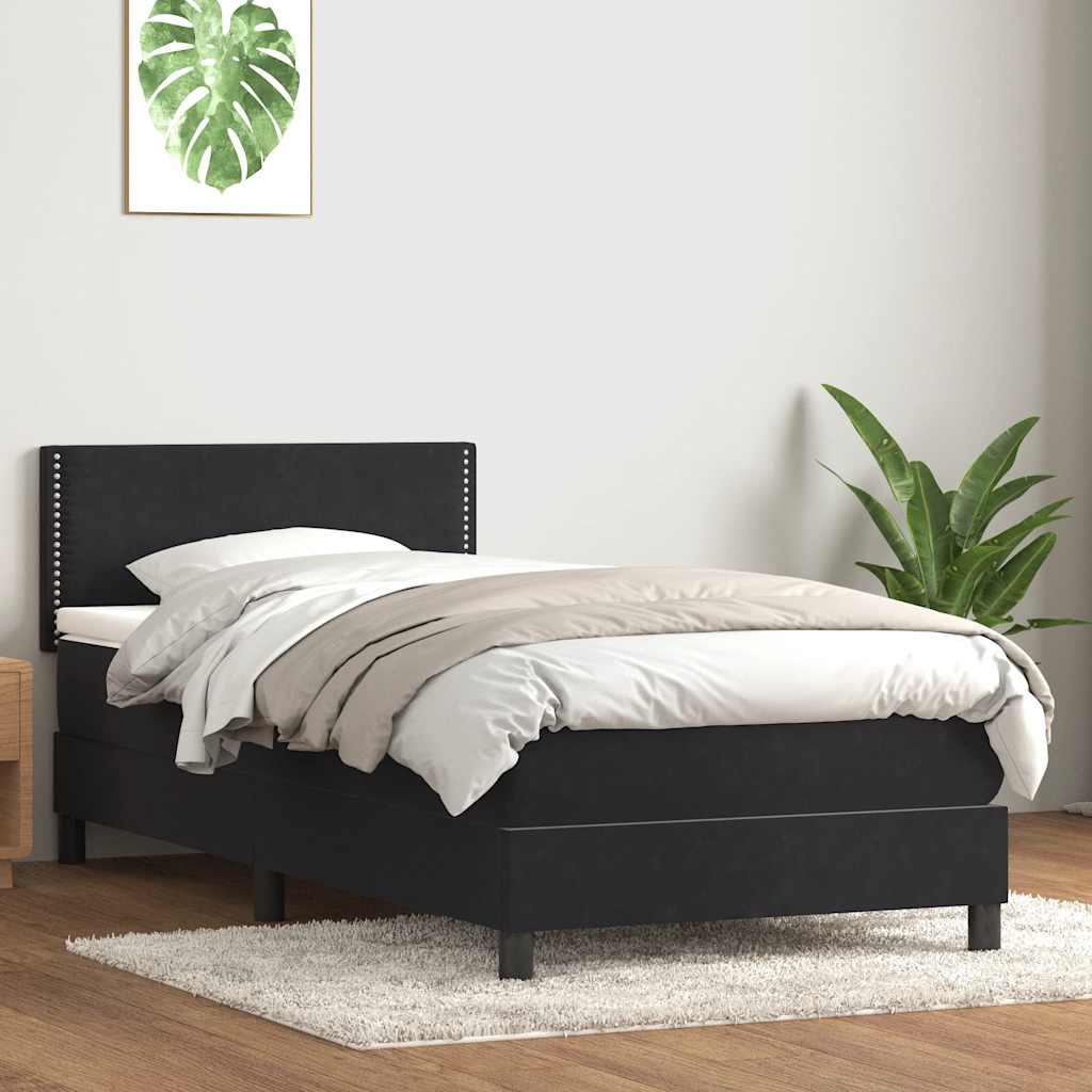 Giroletto a Molle con Materasso Nero 90x210 cm in Velluto | homemem39