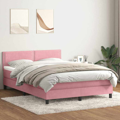 Giroletto a Molle con Materasso Rosa 160x210 cm in Velluto | homemem39
