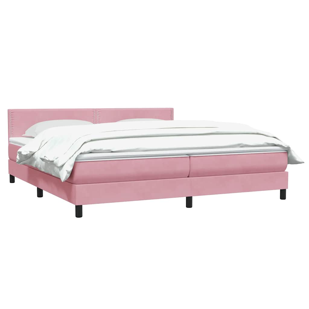 Giroletto a Molle con Materasso Rosa 180x210 cm in Velluto | homemem39