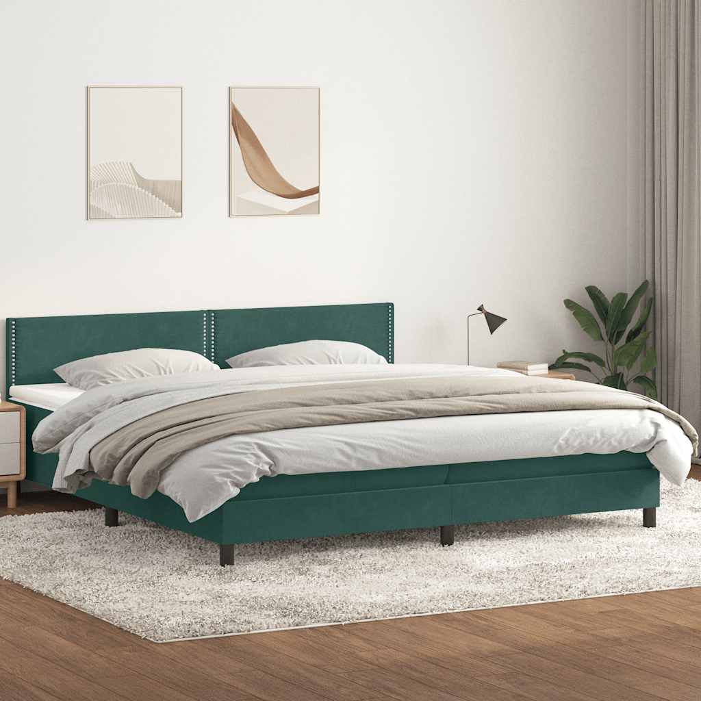 Giroletto a Molle con Materasso Verde Scuro 180x220 cm Velluto | homemem39