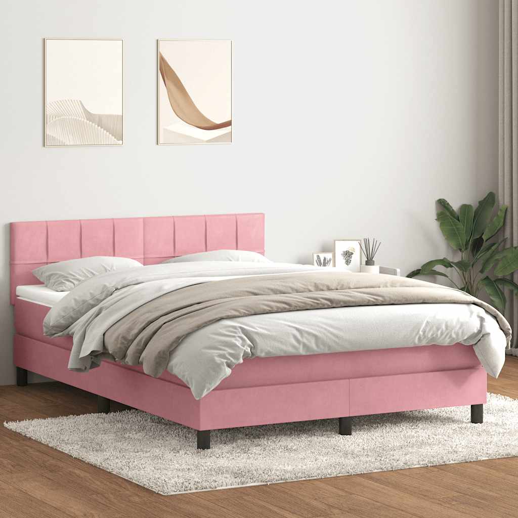 Giroletto a Molle con Materasso Rosa 140x210 cm in Velluto | homemem39