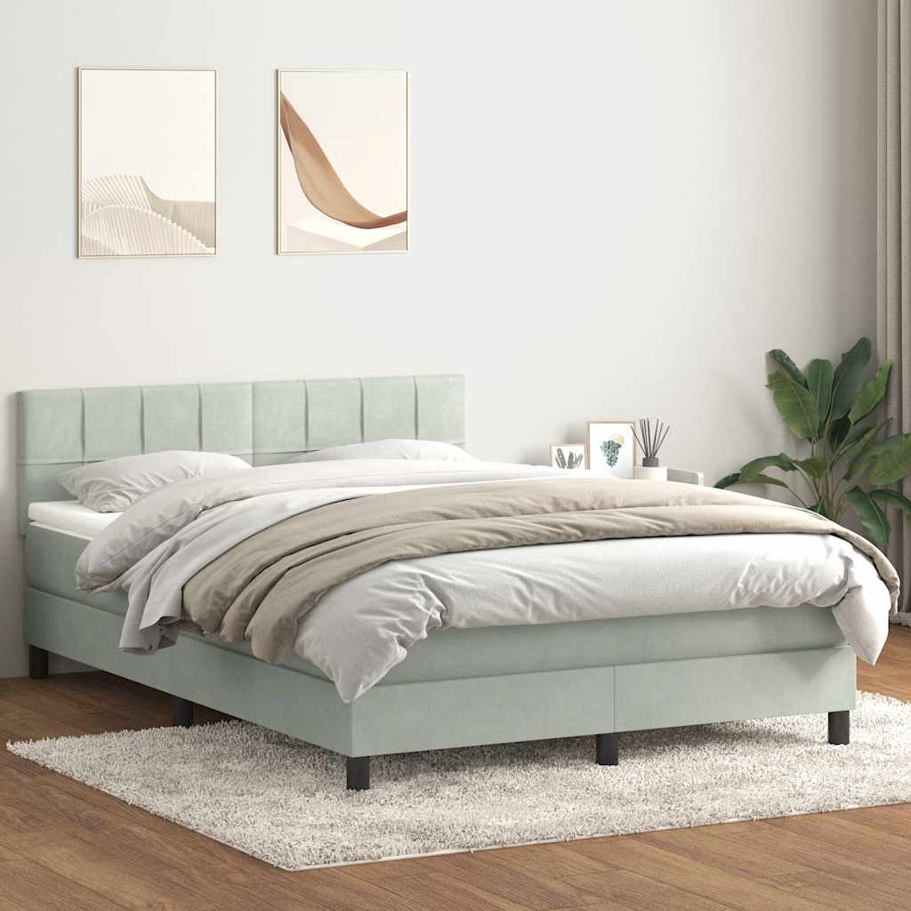 Giroletto a Molle con Materasso Grigio Chiaro 160x210cm Velluto | homemem39