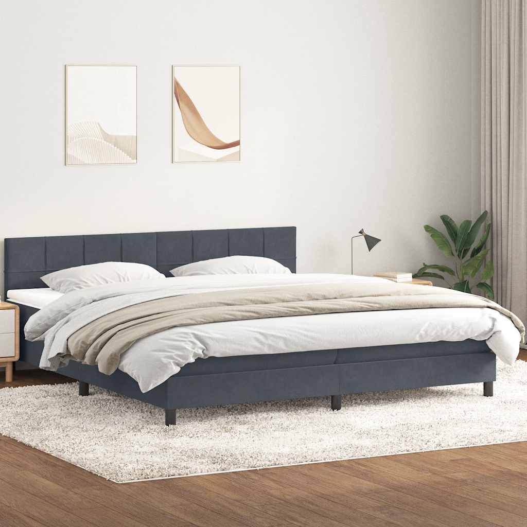 Giroletto a Molle con Materasso Grigio Scuro 180x210 cm Velluto | homemem39