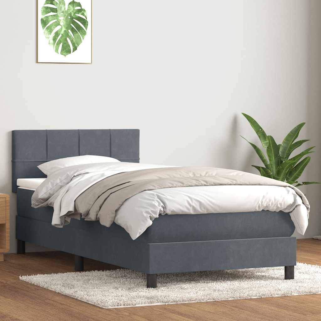 Giroletto a Molle con Materasso Grigio Scuro 80x220 cm Velluto | homemem39