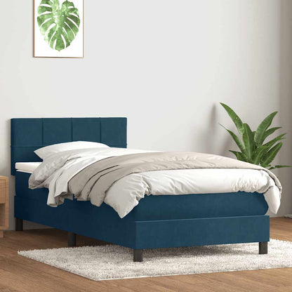 Giroletto a Molle con Materasso Blu Scuro 80x220 cm Velluto | homemem39
