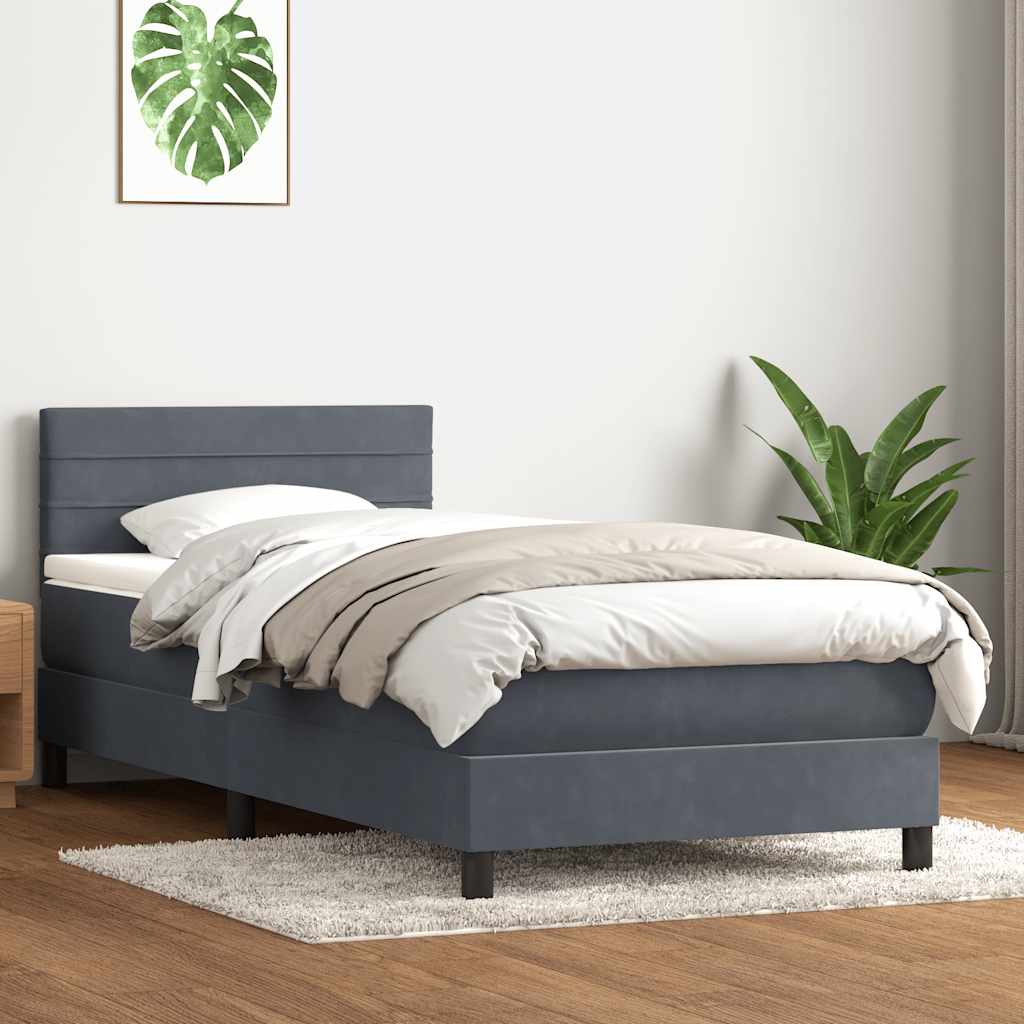 Giroletto a Molle con Materasso Grigio Scuro 80x210 cm Velluto | homemem39