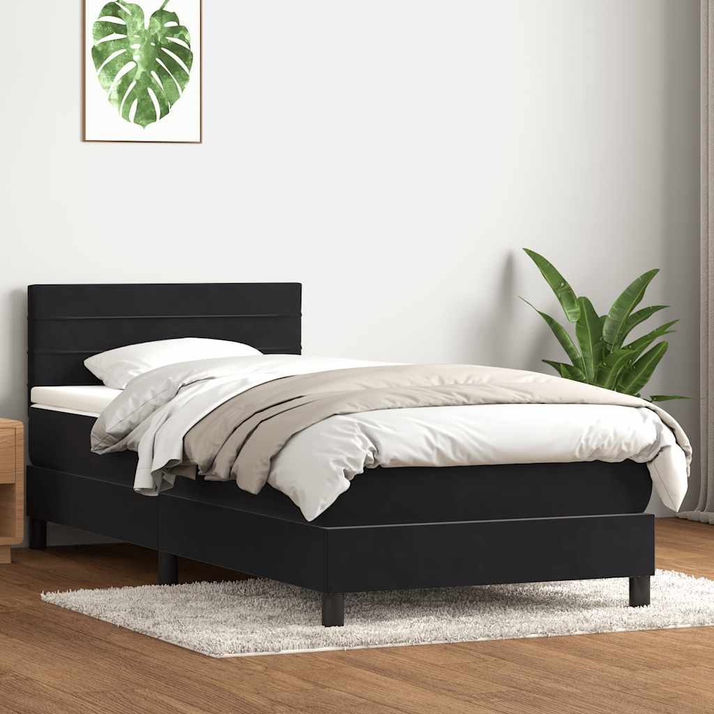 Giroletto a Molle con Materasso Nero 90x210 cm in Velluto | homemem39
