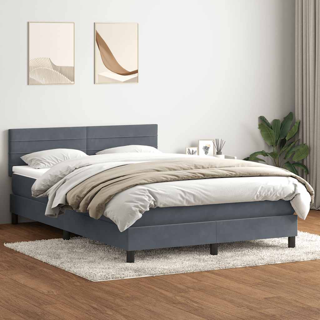 Giroletto a Molle con Materasso Grigio Scuro 160x210 cm Velluto | homemem39