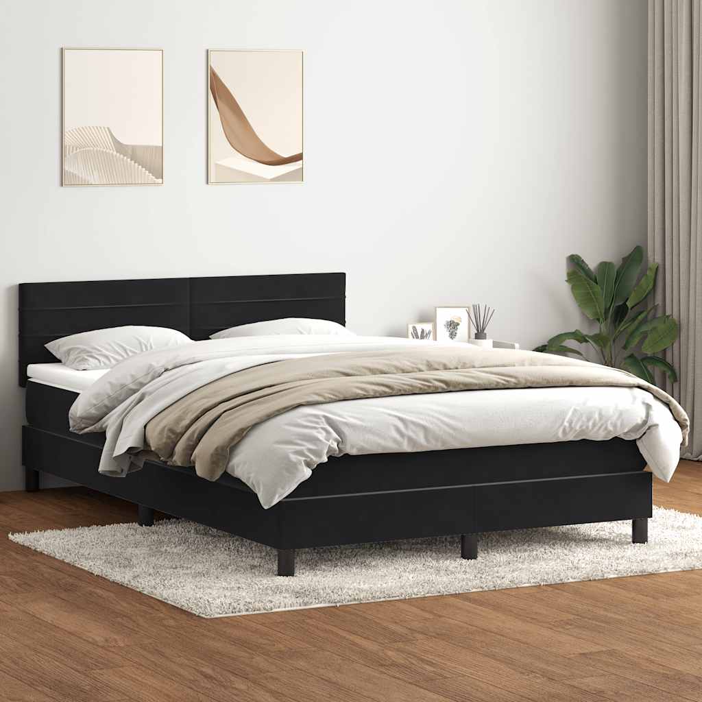 Giroletto a Molle con Materasso Nero 160x210 cm in Velluto | homemem39