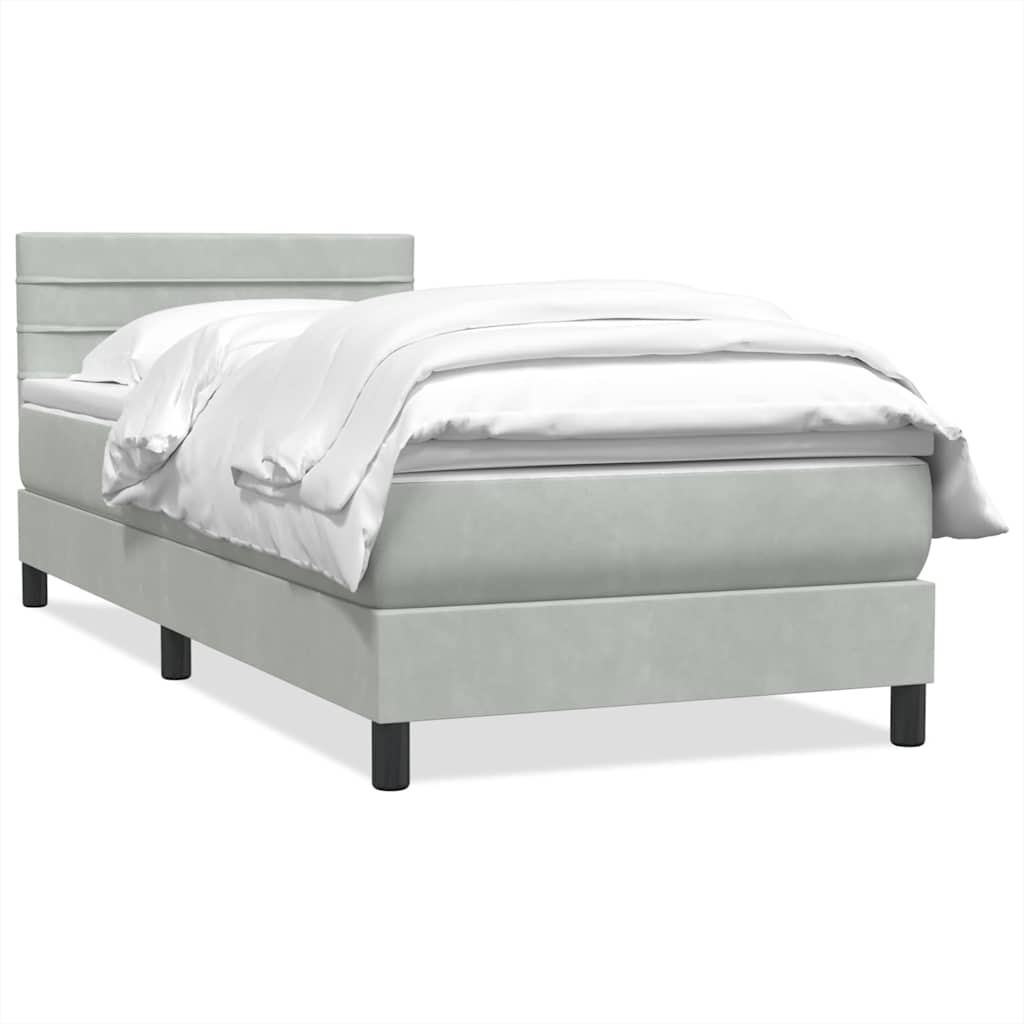 Giroletto a Molle con Materasso Grigio Chiaro 80x220 cm Velluto | homemem39