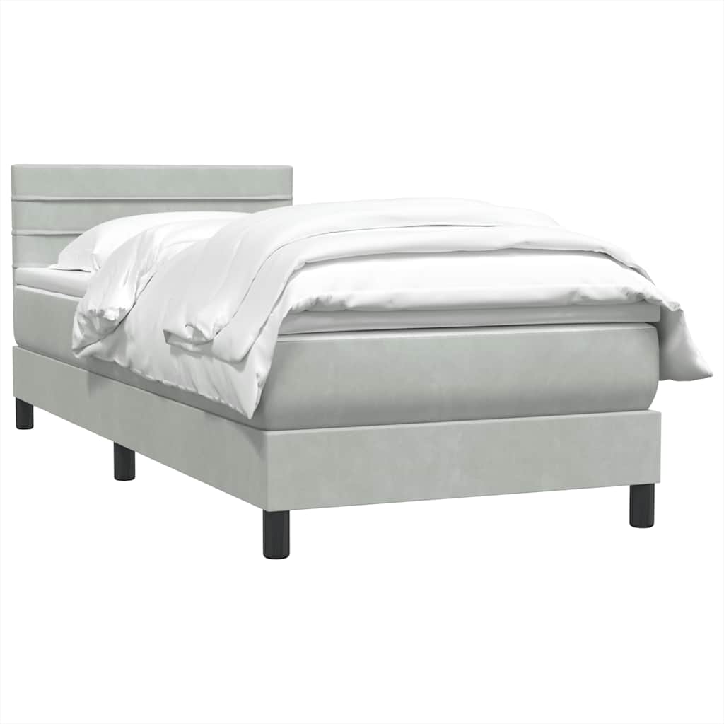 Giroletto a Molle con Materasso Grigio Chiaro 80x220 cm Velluto | homemem39