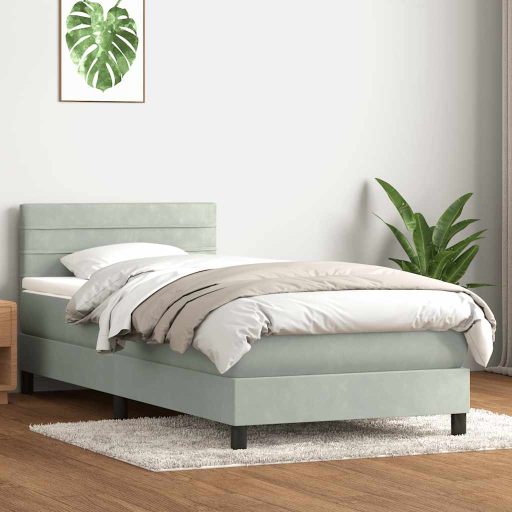Giroletto a Molle con Materasso Grigio Chiaro 80x220 cm Velluto | homemem39