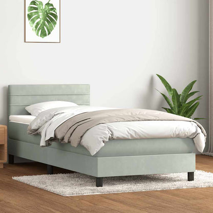 Giroletto a Molle con Materasso Grigio Chiaro 80x220 cm Velluto | homemem39