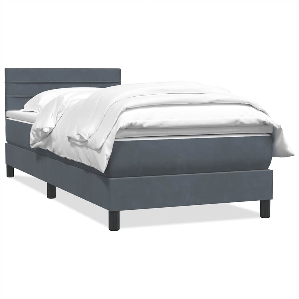 Giroletto a Molle con Materasso Grigio Scuro 80x220 cm Velluto | homemem39