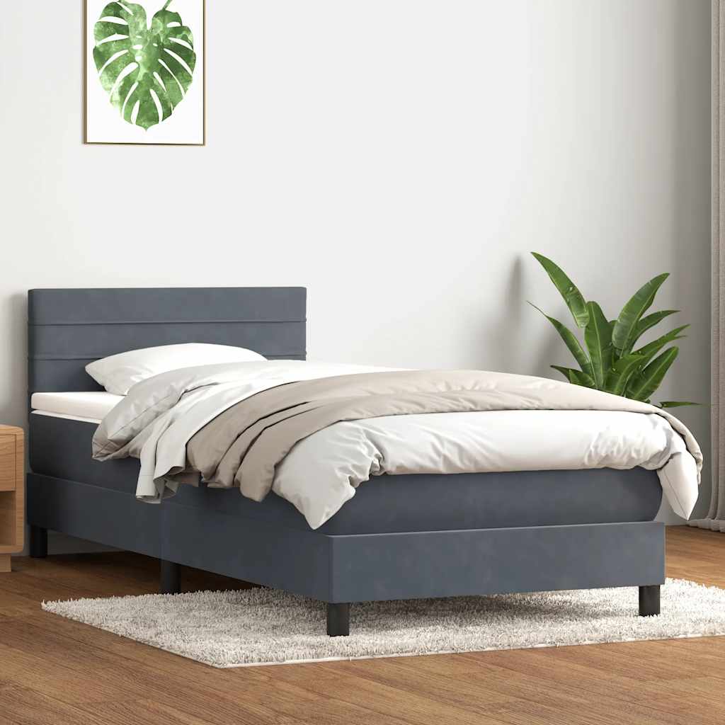 Giroletto a Molle con Materasso Grigio Scuro 80x220 cm Velluto | homemem39