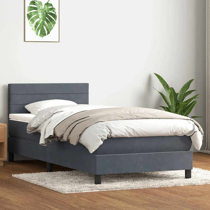 Giroletto a Molle con Materasso Grigio Scuro 80x220 cm Velluto | homemem39