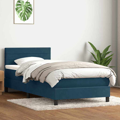 Giroletto a Molle con Materasso Blu Scuro 80x220 cm Velluto | homemem39