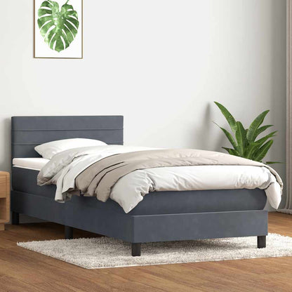 Giroletto a Molle con Materasso Grigio Scuro 90x220 cm Velluto | homemem39