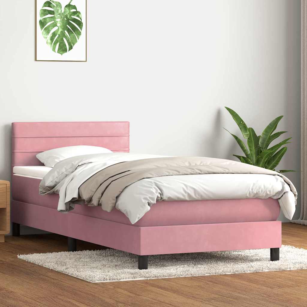 Giroletto a Molle con Materasso Rosa 90x220 cm Velluto | homemem39
