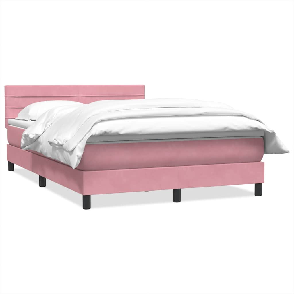 Giroletto a Molle con Materasso Rosa 160x220 cm in Velluto | homemem39