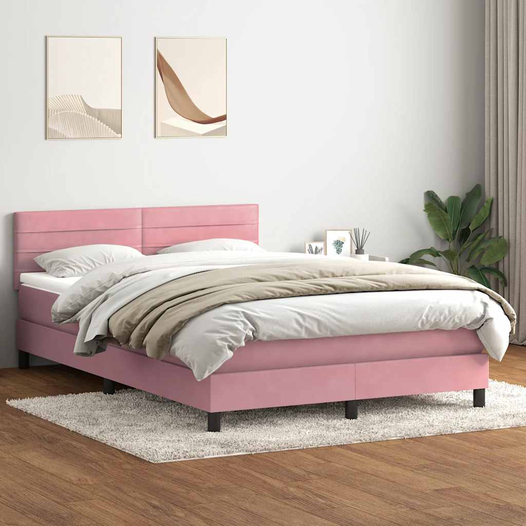 Giroletto a Molle con Materasso Rosa 160x220 cm in Velluto | homemem39