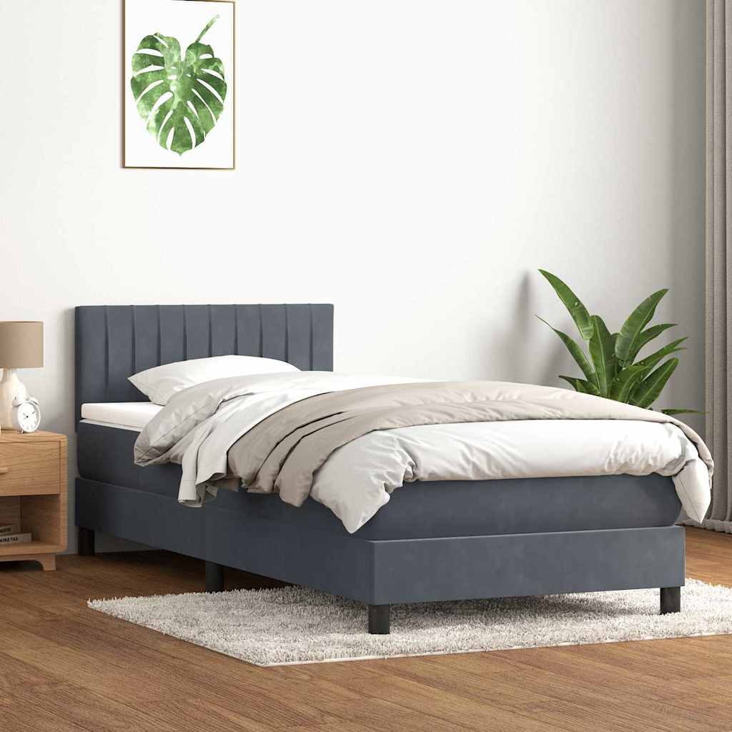 Giroletto a Molle con Materasso Grigio Scuro 80x210 cm Velluto | homemem39