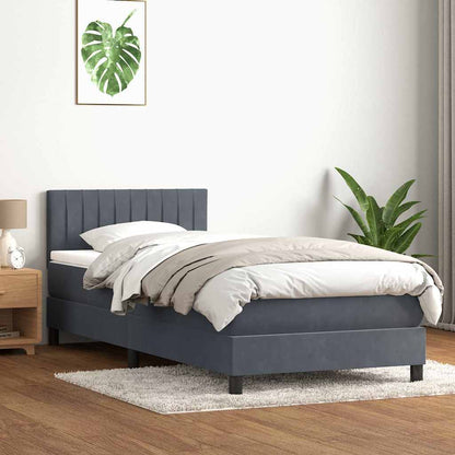 Giroletto a Molle con Materasso Grigio Scuro 80x210 cm Velluto | homemem39