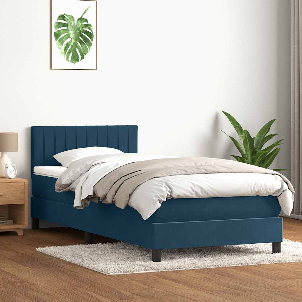 Giroletto a Molle con Materasso Blu Scuro 80x210 cm Velluto | homemem39