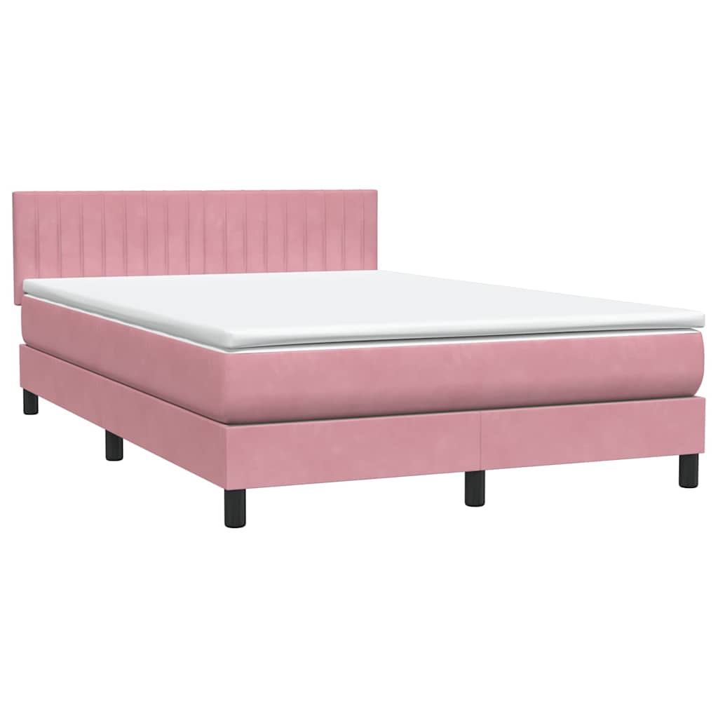 Giroletto a Molle con Materasso Rosa 140x210 cm in Velluto | homemem39