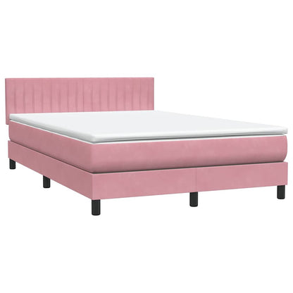 Giroletto a Molle con Materasso Rosa 140x210 cm in Velluto | homemem39