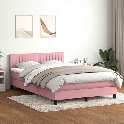 Giroletto a Molle con Materasso Rosa 160x210 cm in Velluto | homemem39