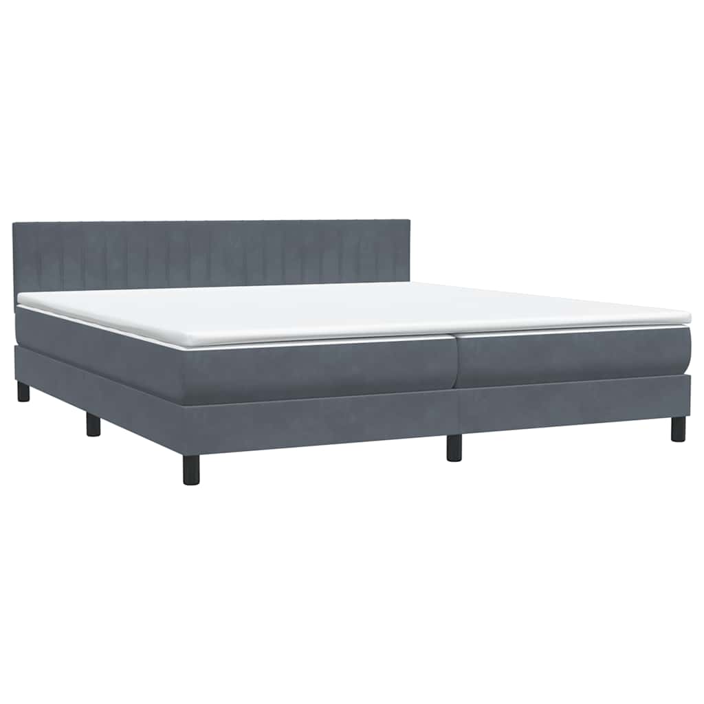 Giroletto a Molle con Materasso Grigio Scuro 180x210 cm Velluto | homemem39