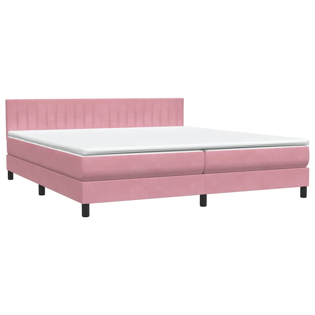 Giroletto a Molle con Materasso Rosa 180x210 cm in Velluto | homemem39