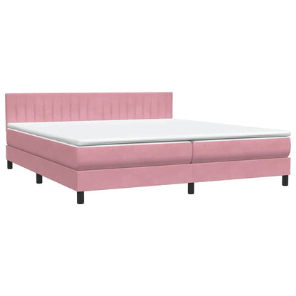 Giroletto a Molle con Materasso Rosa 180x210 cm in Velluto | homemem39