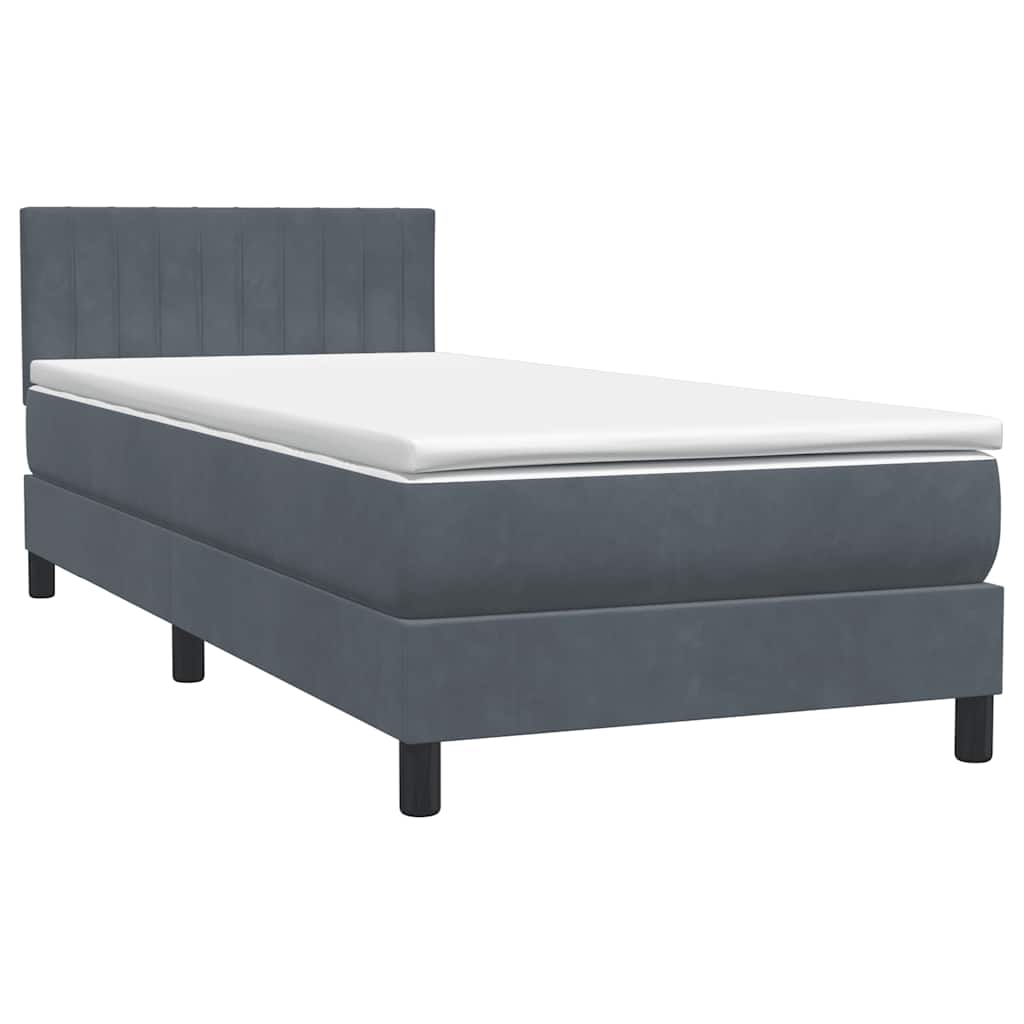 Giroletto a Molle con Materasso Grigio Scuro 90x220 cm Velluto | homemem39