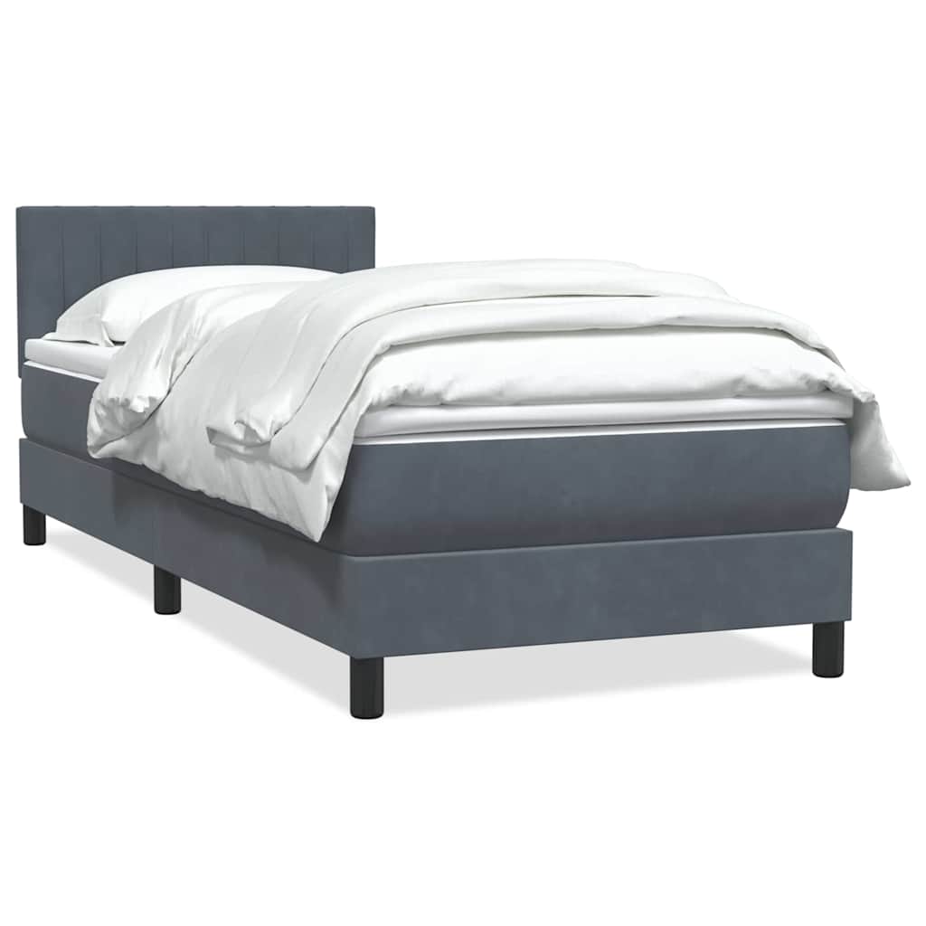 Giroletto a Molle con Materasso Grigio Scuro 90x220 cm Velluto | homemem39
