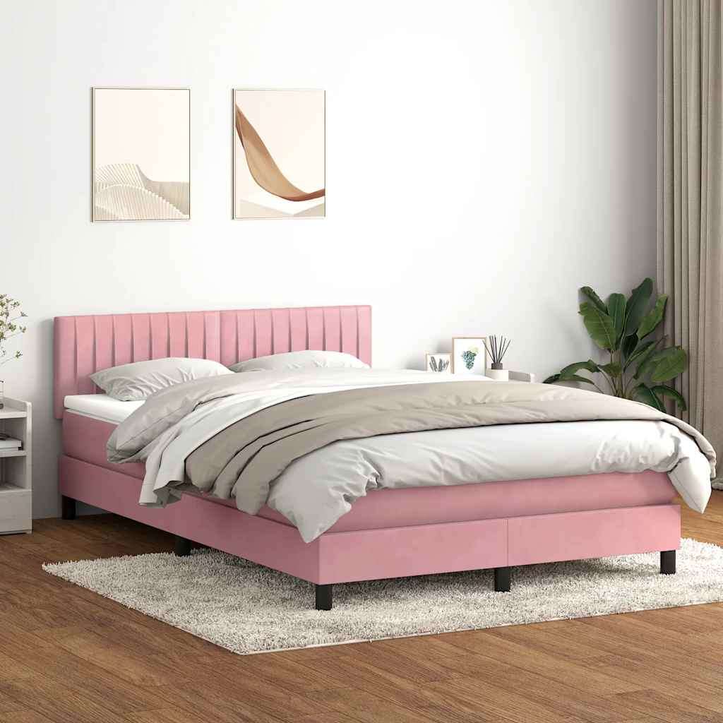 Giroletto a Molle con Materasso Rosa 140x220 cm in Velluto | homemem39