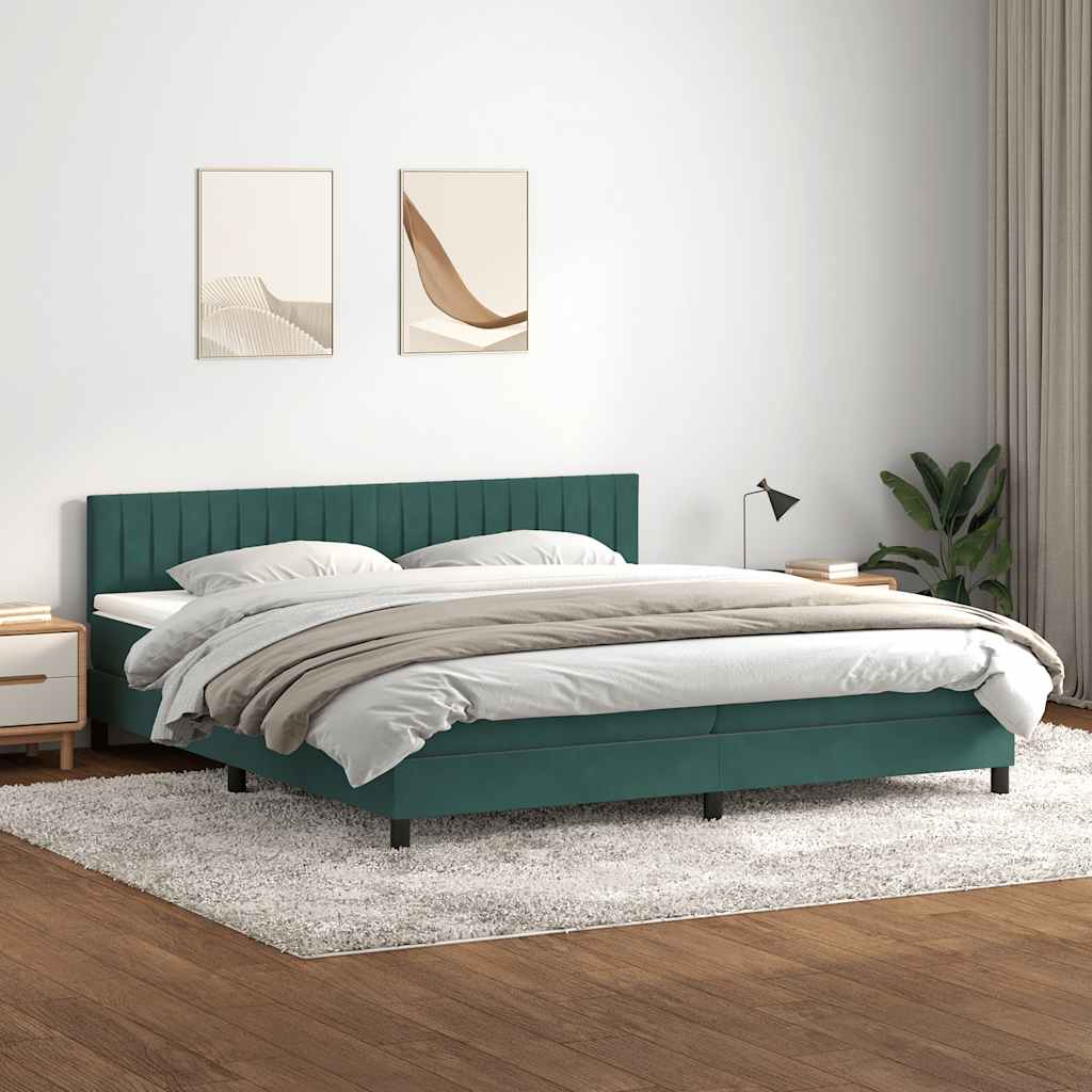 Giroletto a Molle con Materasso Verde Scuro 180x220 cm Velluto | homemem39