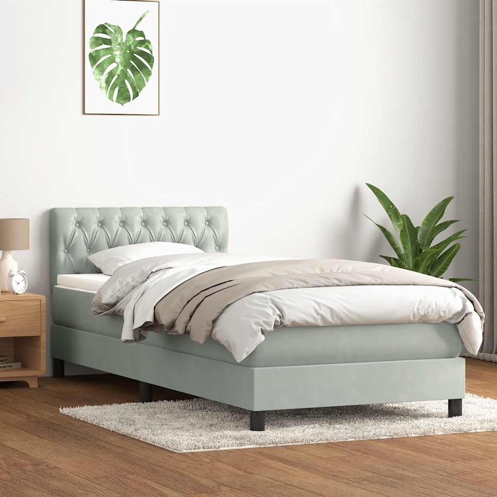Giroletto a Molle con Materasso Grigio Chiaro 80x210 cm Velluto | homemem39