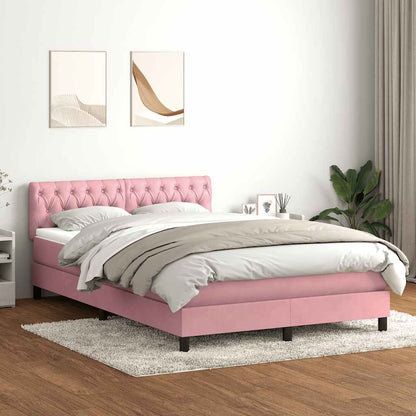 Giroletto a Molle con Materasso Rosa 160x210 cm in Velluto | homemem39