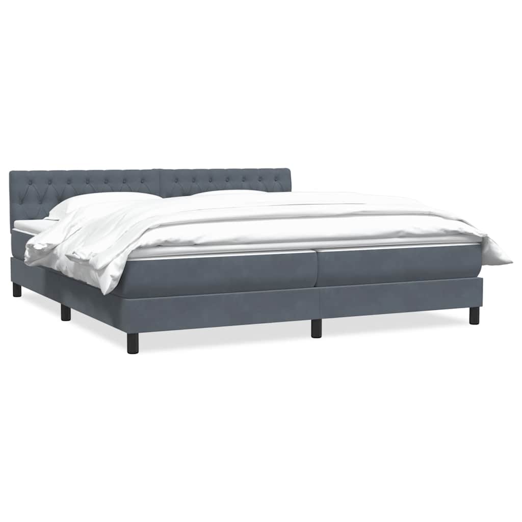 Giroletto a Molle con Materasso Grigio Scuro 180x210 cm Velluto | homemem39