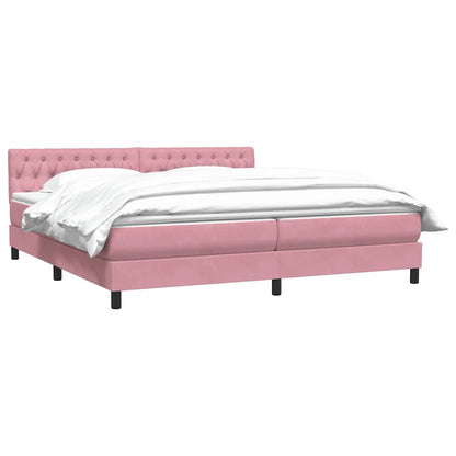 Giroletto a Molle con Materasso Rosa 180x210 cm in Velluto | homemem39